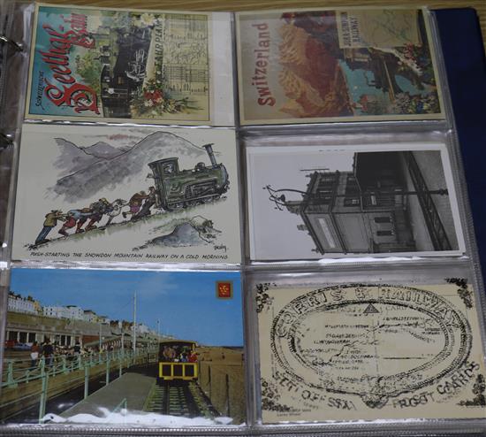 A postcard album of mostly trains
